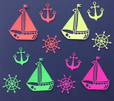 Boat & Anchor Marine, Nautical, Sailing Die Cut Shapes - Assorted Sets of 12