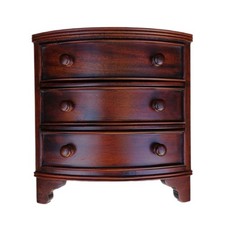 Vintage Mahogany Mini Chest 3 Drawer Solid Wood Jewelry Storage Box with Wear