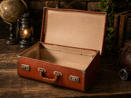 Vintage tan brown suitcase - vintage,