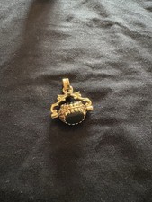 9ct Gold Not scrap  Spinner Charm Pendant, Onyx  Bloodstone & Carnelian 5.56g 