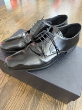 Prada black leather oxford - black,