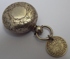 NICE DECORATIVE ENGLISH ANTIQUE 1901 SOLID STERLING SILVER SOVEREIGN CASE HOLDER