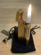 Vintage Dunhill Rollagas Lighter Gold Plated Serviced With Pouch And Adapter