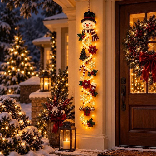 Glowing christmas door hanger - christmas,
