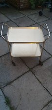 Vintage Retro 2 Tier Gold Cocktail Drinks Tea Hostess Trolley Gin Cart