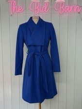 Ted Baker Sandra Wool Wrap Coat Cobalt Blue Sz 3 UK 12 Belted Cashmere RRP £329