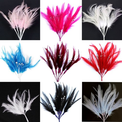 Diamante feathers wired stem - 6,