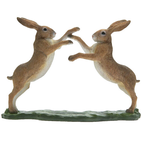 Boxing hare sculpture - boxing, hares