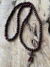 Natural Wood Red Pear Prayer Faith Meditation Buddhist Rosary 108 Beads