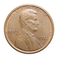 1972 United States One Cent Coin – Lincoln Memorial Penny Bronze Vintage Z3058