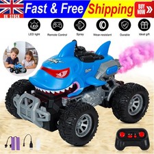 Kids Mini RC Shark Monster Truck 4-Wheel Car Toy With Glowing LED Lights Spray