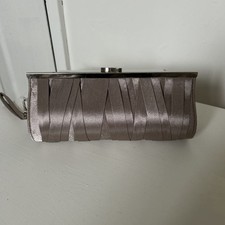 New Look Mink Pleated Clutch Bag With Wrist Strap Evening Party Formal