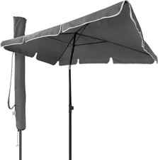 200 X 125Cm Rectangular Tilt Parasol, UV 50+, Outdoor Sun Shade with Crank, Grey