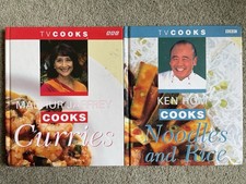 TV Cooks BBC Books x 2: Ken Hom - Noodles and Rice, Madhur Jaffrey - Curries HBs
