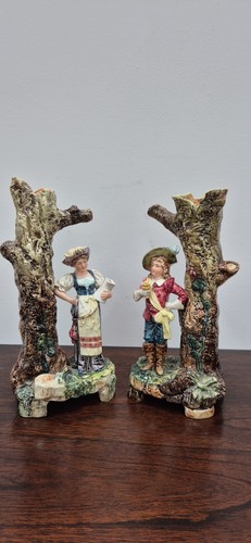Pair antique german majolica - pair,