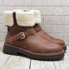 Womens Tu Brown Zip Up Low Heel Ankle Boots UK 6 EUR 39