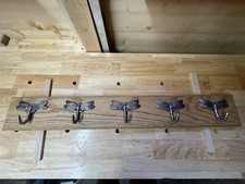 Chunky Wooden Oak Coat Rack Handmade  5 Dragonfly Shape Hooks