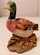 Mallard Duck Drake Standing In Reeds & Stones Ornament Figure