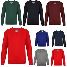 Unisex School V Neck Jumper kids Boys Girls Pullover Sweatshirt Uniform