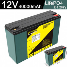 12V 40Ah LiFePO4 Battery for Camper Van Waterproof Golf Cart Off Grid Solar