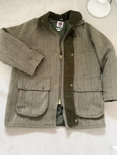 Herringbone Tweed Quilted Lined Wool Shooting Hunting Country Coat UK L NEW WWK 