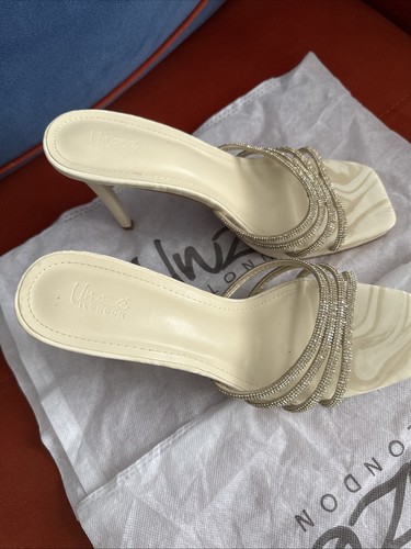 White and gold heels size - 6, uk