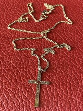 9ct Gold Pattern Cross & Rope