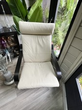 Ikea Poang cream leather cushion and headrest. No Chair Frame