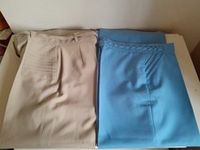 2 x Pairs of Vintage 70s Flared High Waist Trousers Powder Blue & Sage Green VGC