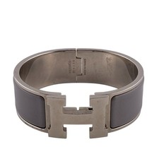 HERMES Hermes Click-Clack GM Bangle Arm Wrist Bracelet Grey Unisex