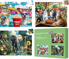 3 Packs 48 Large Piece Puzzle for Adults, Dementia, Alzheimer, Memory Cognitive