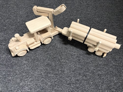 Large wooden toy truck - wooden, plain