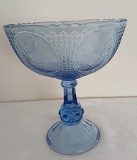 Vintage Blue Pressed Glass