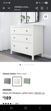 IKEA chest of 3 drawers HEMNES white 108x96cm RTP£189