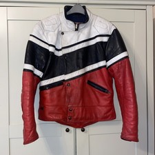 Scott Leather motorcycle jacket red,black & white 42” chest Made in UK