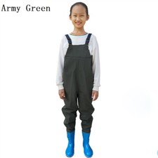 Children Kids Chest Wader Waterproof Trousers Boots Fishing Outdoor Camouflage