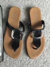 Ladies Sandals Hobbs Leather Italian Black Silver Buckle Size 41 Vera Pelle