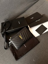 YSL Leather Pouch Monogramme Grain de Poudre Tech