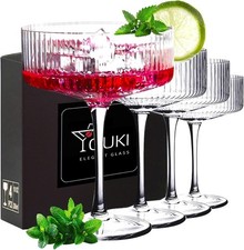 YOUKI Set of 4 Coupe Glasses Champagne Cocktail Martini Dessert Vine 10oz/280ml