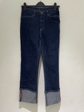 Next Jeans Sz 10 Dark Blue Denim Big Turn Ups Rockabilly Hipster Vtg Y2K L26”