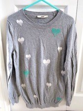 Oasis Grey Heart Jumper Size XS