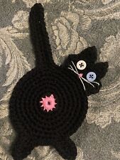 Crochet Peeking Cat Butt Coaster Peeking Cat Bum Coaster Novelty Funny Rude Gift