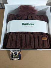 Barbour RIDLEY Chunky Cable Knit Hat and Scarf Gift Set (CABERNET RED)RRP£54.95