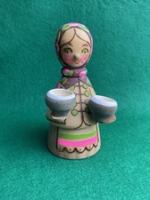 Vintage Mockba Russian Folk Art Hand Painted Wooden Doll