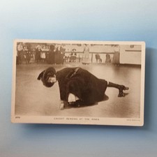 Comic Postcard 1910 Real Photo Roller Skates Lady Bending At The Rinks Petticoat