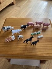Job Lot Of  14 Miniature Toy Farm Animals Figures Cows Pigs Horses Rabbit Ducks