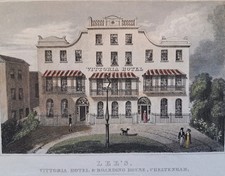 Lee's Vittoria Hotel & Boarding House, Cheltenham. 1826 print. Gloucestershire.