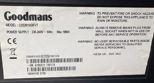 Goodmans ld3261hdfvt a - goodmans, is