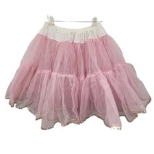 Vintage Sequin Trim Full Ruffle Coquette Lolita Petticoat Crinoline size S-M