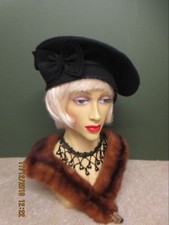 1940s ladies black felt hat - black,